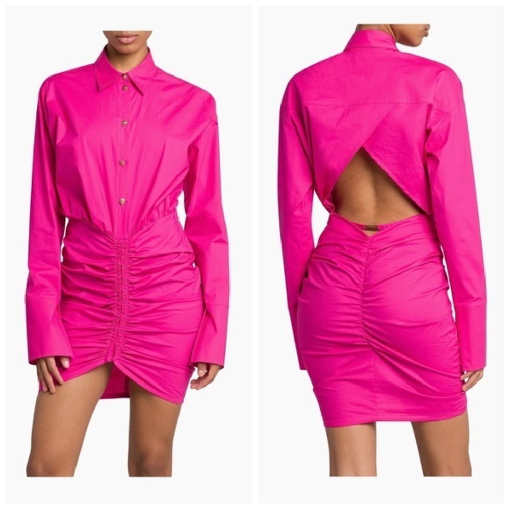Versace Jeans Couture Stretch Cotton Ruched Mini Shirtdress Size 42 / US 6